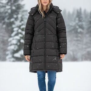 Bench Women’s Long Puffer Jacket – Black – Size Large – NWT